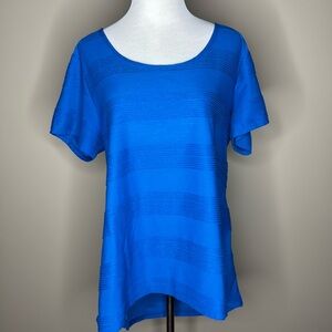 LuLaRoe Classic T womens short sleeved top blue striped size XL.